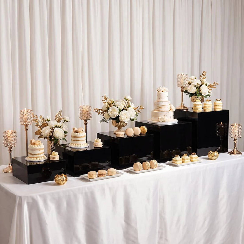 5 Acrylic Square Cake Risers Dessert Display Stands