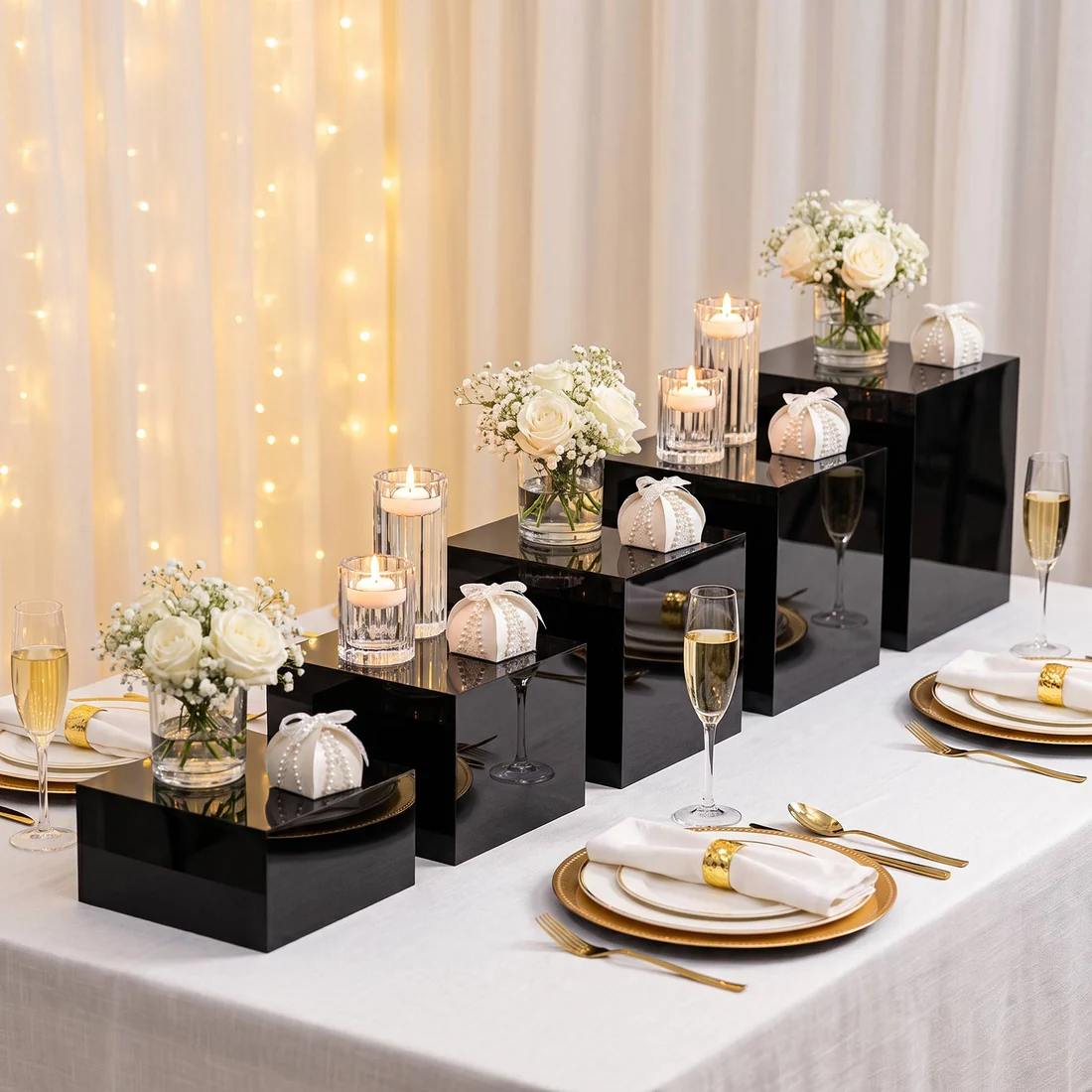 5 Acrylic Square Cake Risers Dessert Display Stands