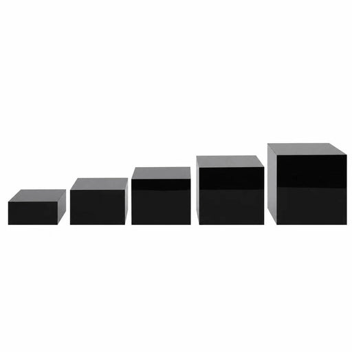 5 Acrylic Square Cake Risers Dessert Display Stands PROP_BOX_001S_SET5_BLK