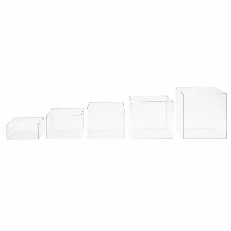 5 Acrylic Square Cake Risers Dessert Display Stands PROP_BOX_001S_SET5_CLR