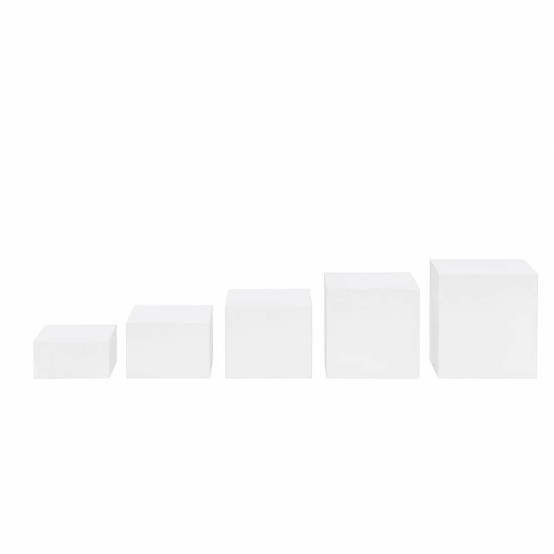 5 Acrylic Square Cake Risers Dessert Display Stands PROP_BOX_001S_SET5_WHT