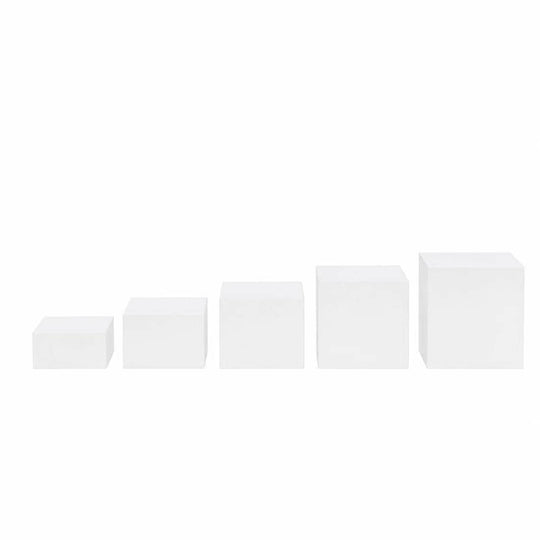 5 Acrylic Square Cake Risers Dessert Display Stands PROP_BOX_001S_SET5_WHT