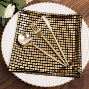 5 Black and Gold 20" x 20" Shiny Foil Cloth Dinner Napkins Disco Mirror Ball Theme NAP_25A_BLKGD