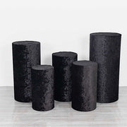 5 Crushed Velvet Cylinder Plinth Display Box Stand Covers