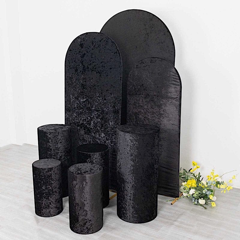 5 Crushed Velvet Cylinder Plinth Display Box Stand Covers