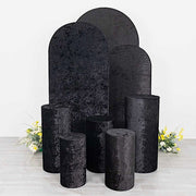 5 Crushed Velvet Cylinder Plinth Display Box Stand Covers