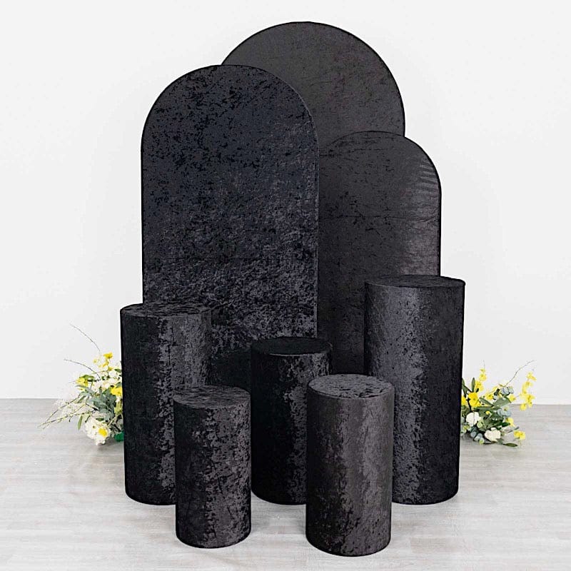 5 Crushed Velvet Cylinder Plinth Display Box Stand Covers