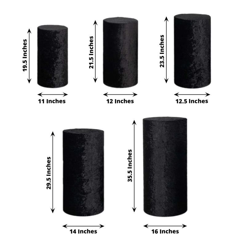 5 Crushed Velvet Cylinder Plinth Display Box Stand Covers