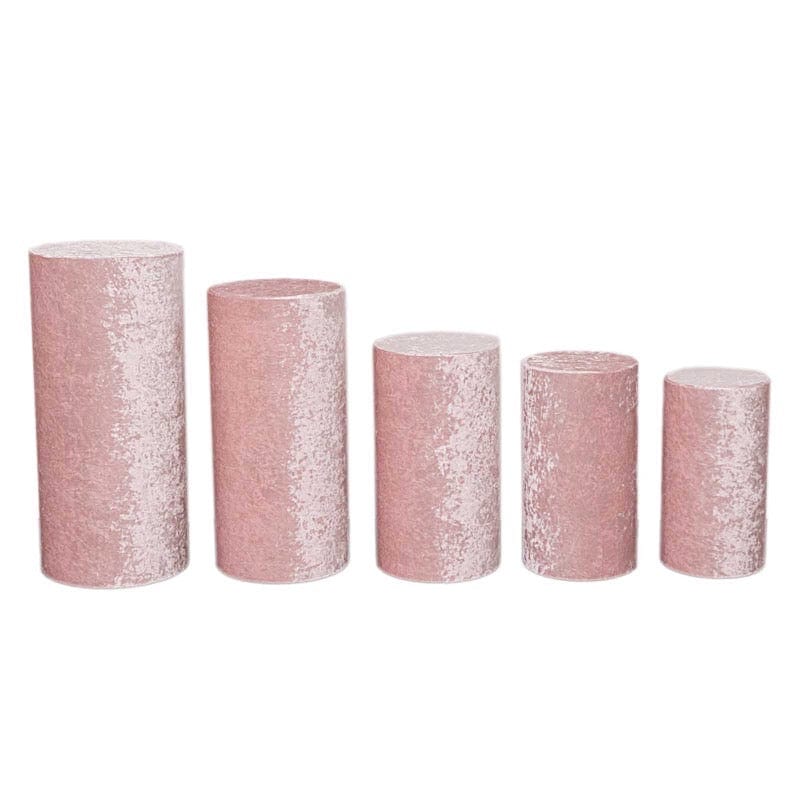 5 Crushed Velvet Cylinder Plinth Display Box Stand Covers