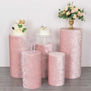 5 Crushed Velvet Cylinder Plinth Display Box Stand Covers