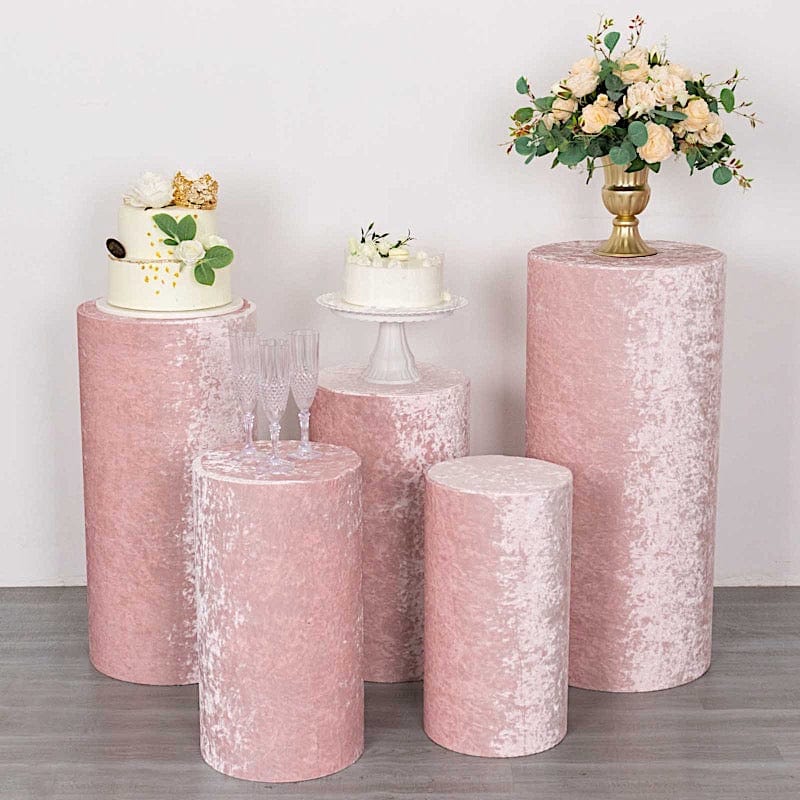 5 Crushed Velvet Cylinder Plinth Display Box Stand Covers