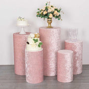 5 Crushed Velvet Cylinder Plinth Display Box Stand Covers