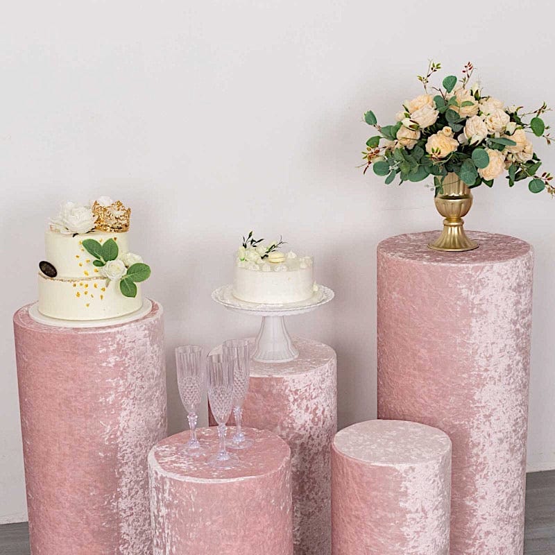 5 Crushed Velvet Cylinder Plinth Display Box Stand Covers