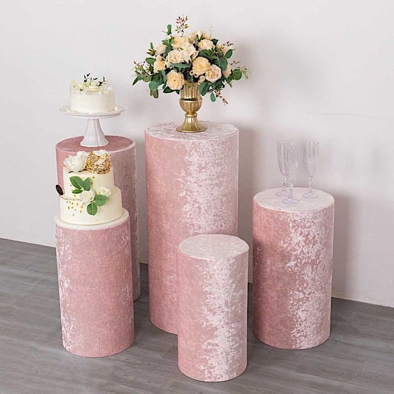 5 Crushed Velvet Cylinder Plinth Display Box Stand Covers