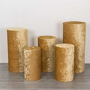 5 Crushed Velvet Cylinder Plinth Display Box Stand Covers