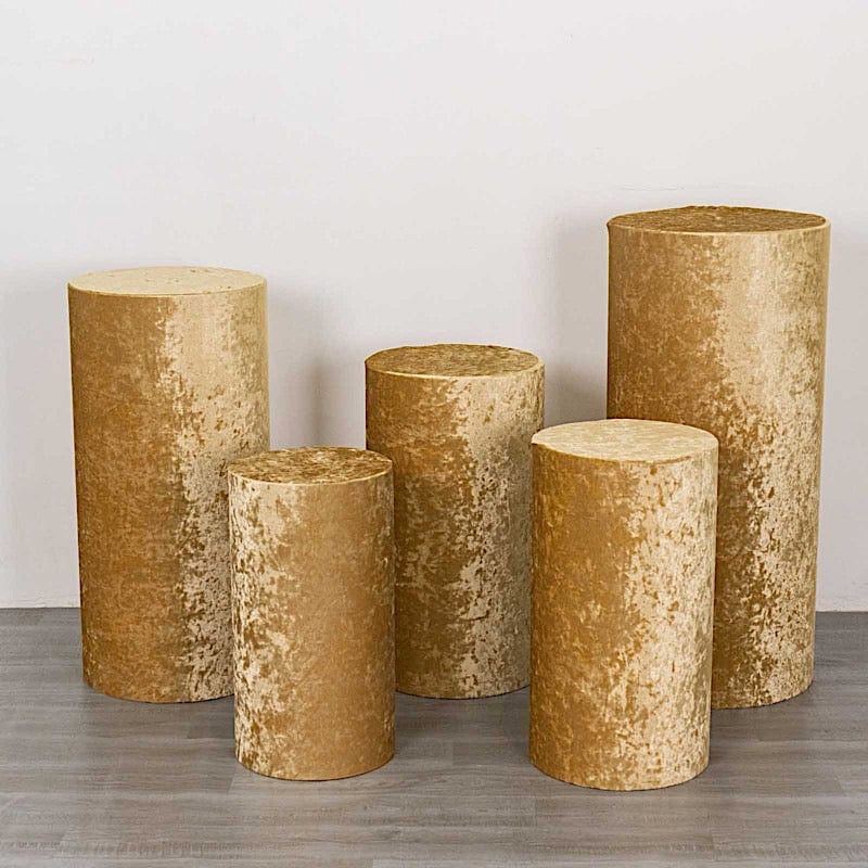 5 Crushed Velvet Cylinder Plinth Display Box Stand Covers