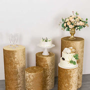 5 Crushed Velvet Cylinder Plinth Display Box Stand Covers