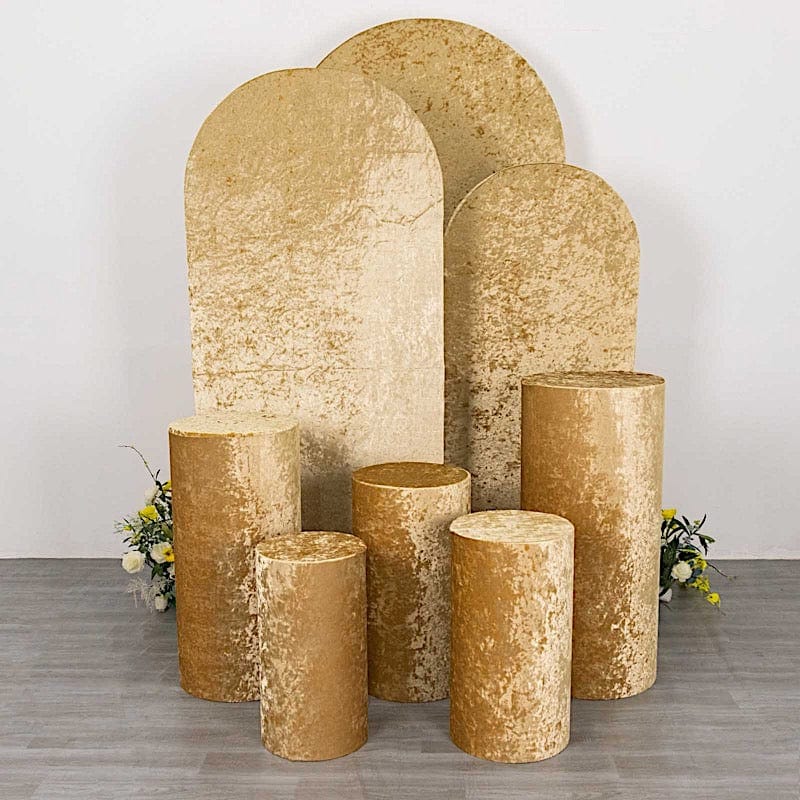 5 Crushed Velvet Cylinder Plinth Display Box Stand Covers