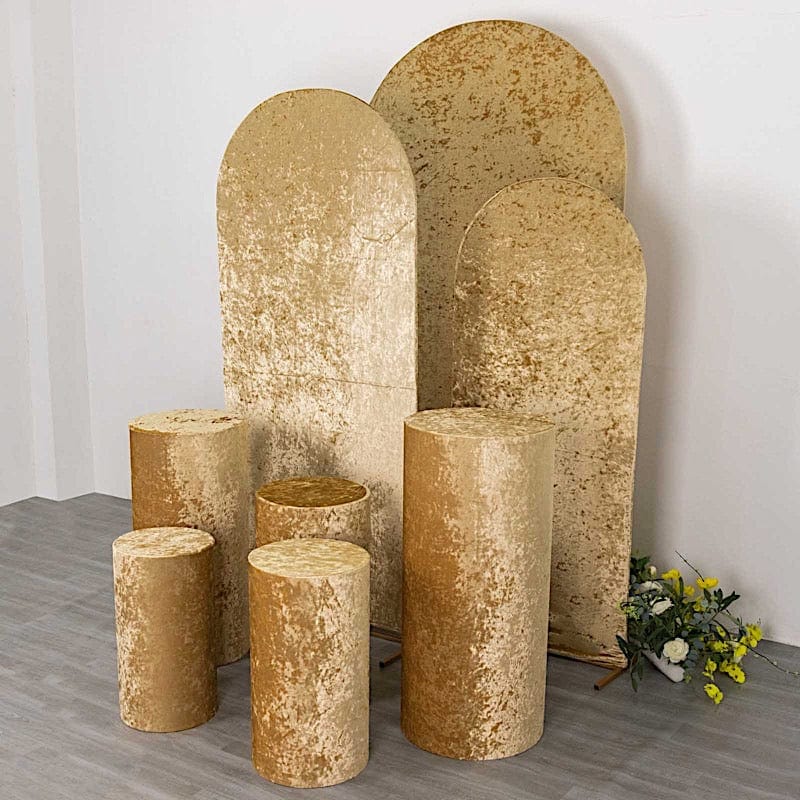 5 Crushed Velvet Cylinder Plinth Display Box Stand Covers