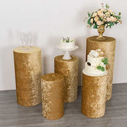5 Crushed Velvet Cylinder Plinth Display Box Stand Covers
