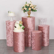5 Crushed Velvet Cylinder Plinth Display Box Stand Covers