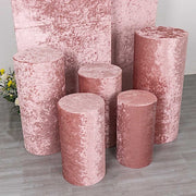5 Crushed Velvet Cylinder Plinth Display Box Stand Covers