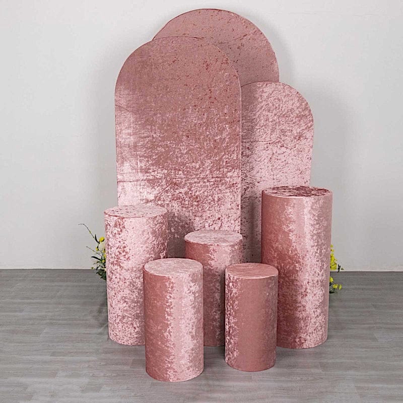 5 Crushed Velvet Cylinder Plinth Display Box Stand Covers