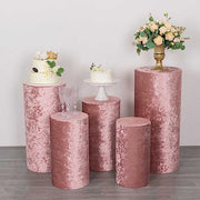 5 Crushed Velvet Cylinder Plinth Display Box Stand Covers