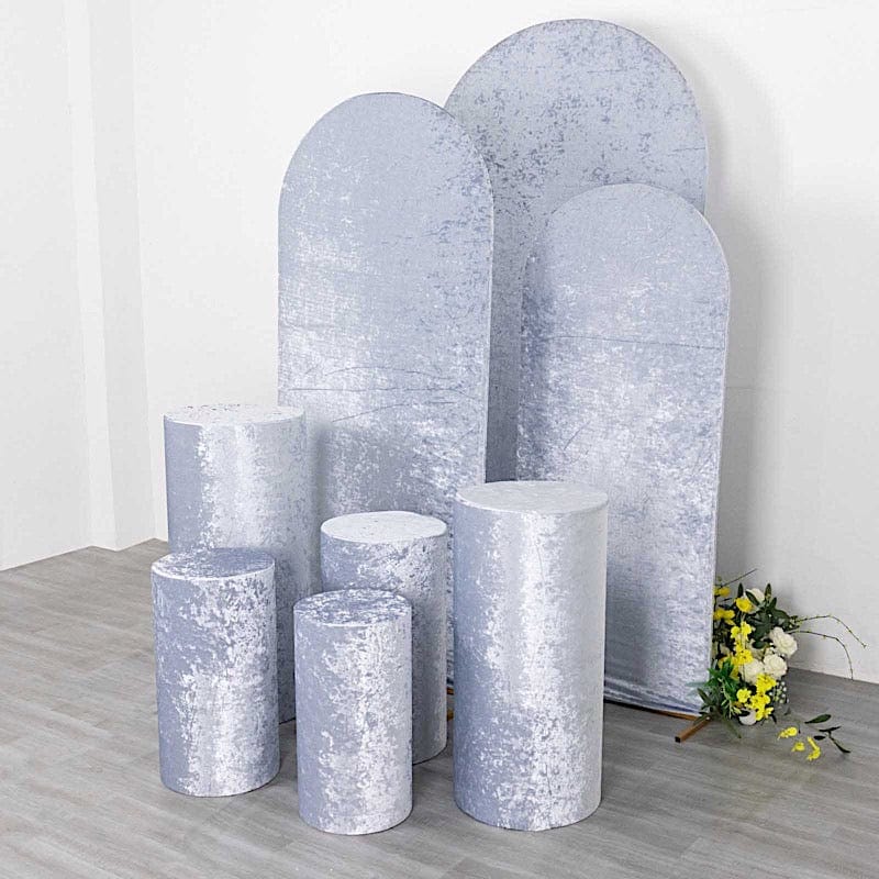 5 Crushed Velvet Cylinder Plinth Display Box Stand Covers