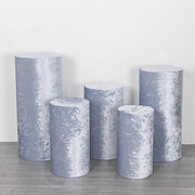 5 Crushed Velvet Cylinder Plinth Display Box Stand Covers