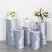5 Crushed Velvet Cylinder Plinth Display Box Stand Covers