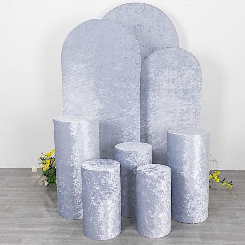5 Crushed Velvet Cylinder Plinth Display Box Stand Covers