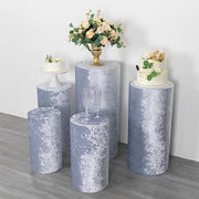 5 Crushed Velvet Cylinder Plinth Display Box Stand Covers
