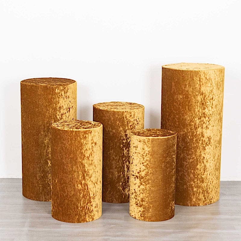 5 Crushed Velvet Cylinder Plinth Display Box Stand Covers