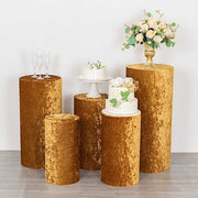 5 Crushed Velvet Cylinder Plinth Display Box Stand Covers