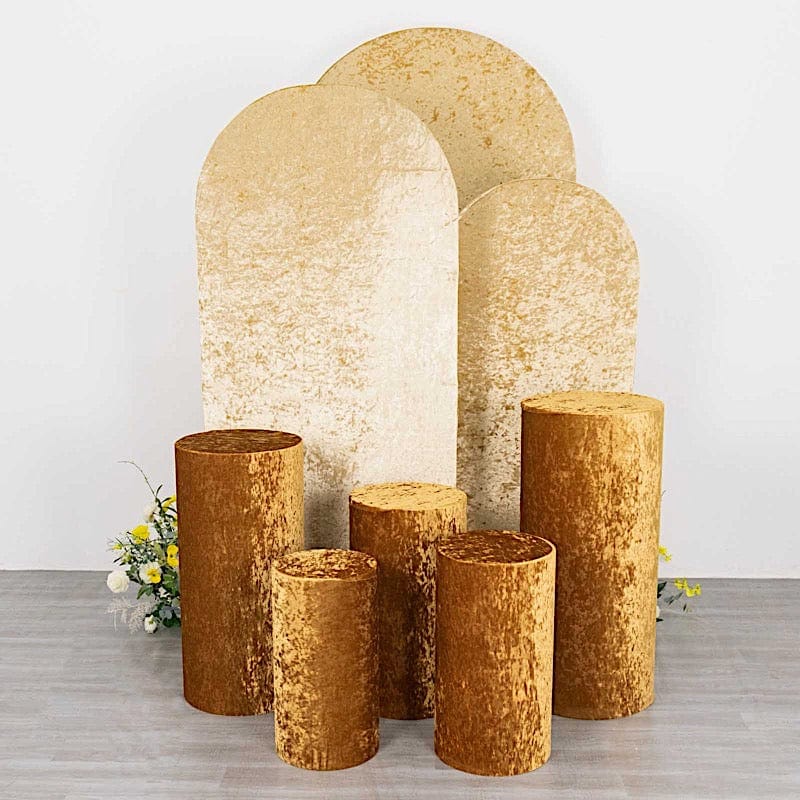 5 Crushed Velvet Cylinder Plinth Display Box Stand Covers