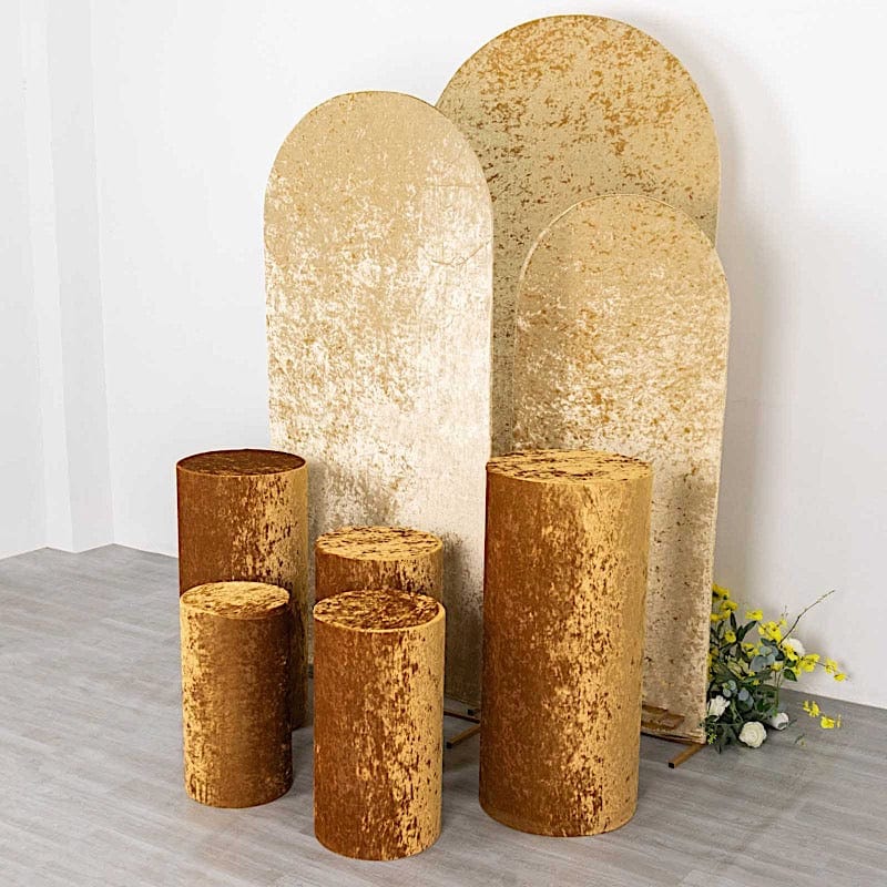 5 Crushed Velvet Cylinder Plinth Display Box Stand Covers