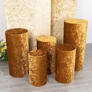 5 Crushed Velvet Cylinder Plinth Display Box Stand Covers