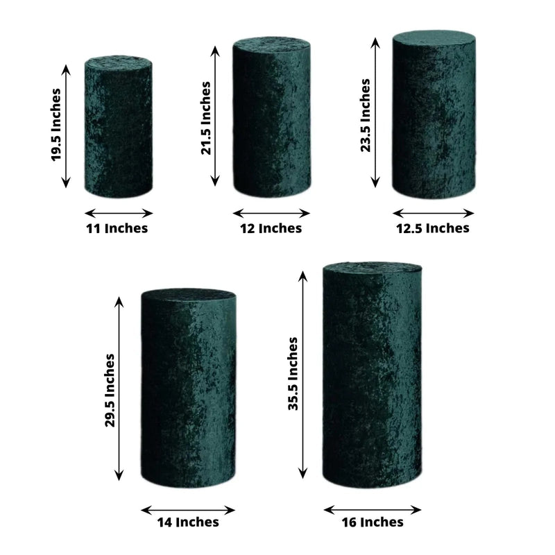 5 Crushed Velvet Cylinder Plinth Display Box Stand Covers