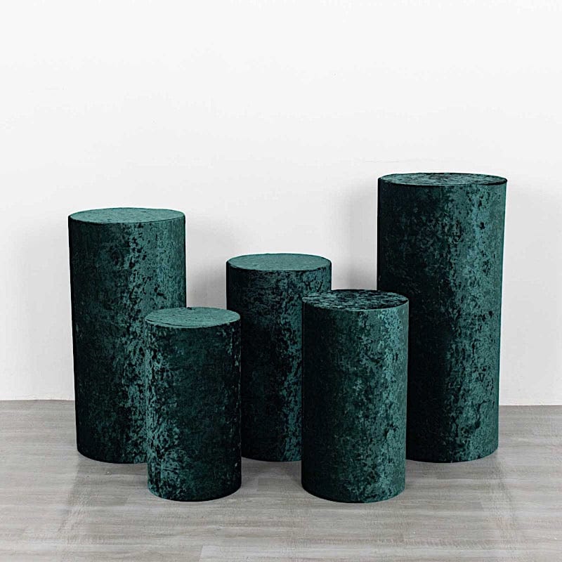 5 Crushed Velvet Cylinder Plinth Display Box Stand Covers