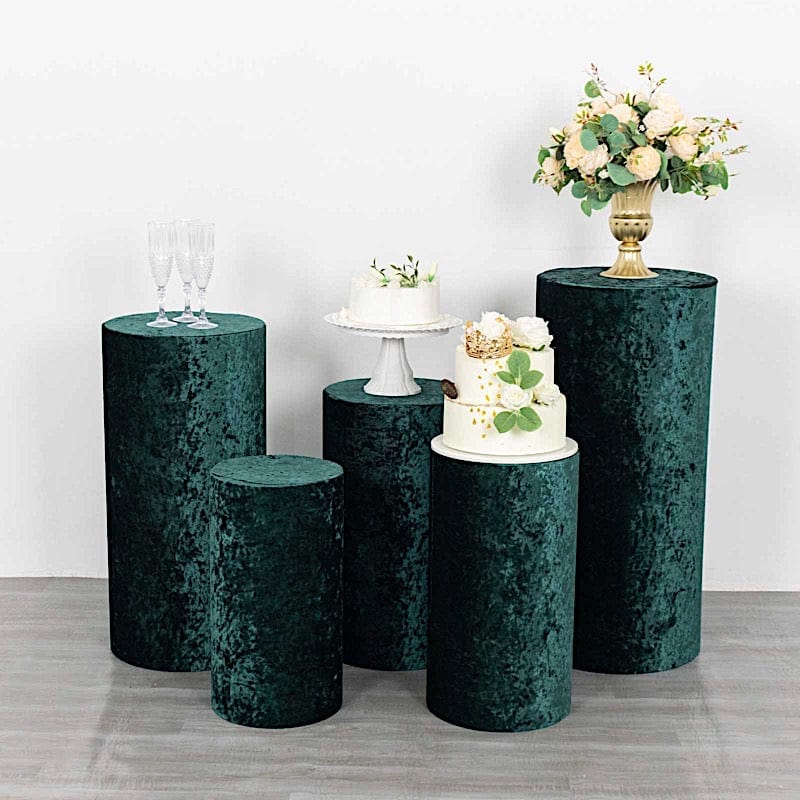 5 Crushed Velvet Cylinder Plinth Display Box Stand Covers