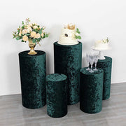 5 Crushed Velvet Cylinder Plinth Display Box Stand Covers