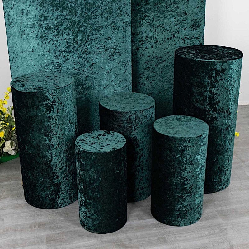 5 Crushed Velvet Cylinder Plinth Display Box Stand Covers