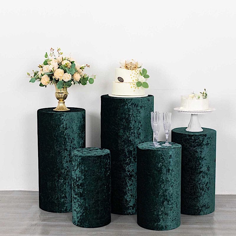 5 Crushed Velvet Cylinder Plinth Display Box Stand Covers