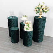 5 Crushed Velvet Cylinder Plinth Display Box Stand Covers