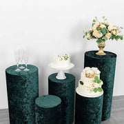 5 Crushed Velvet Cylinder Plinth Display Box Stand Covers