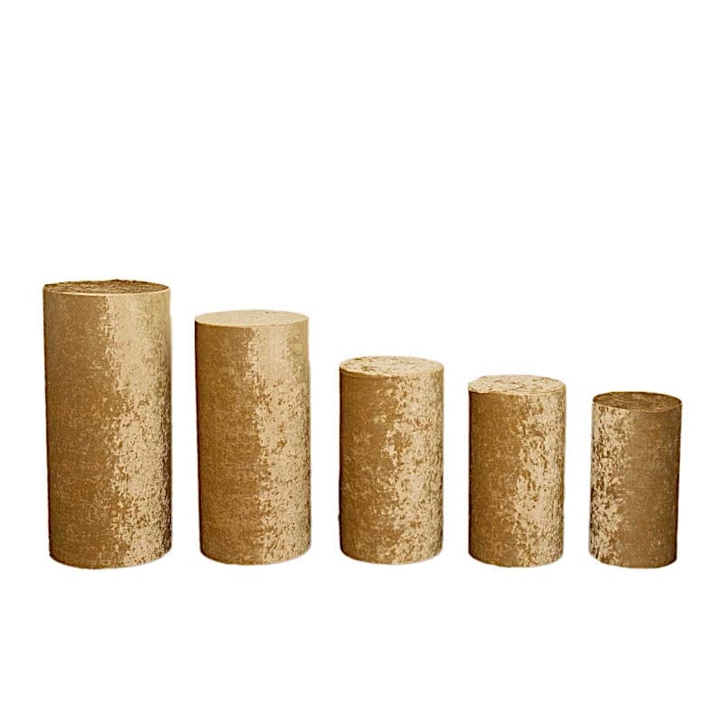 5 Crushed Velvet Cylinder Plinth Display Box Stand Covers