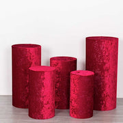 5 Crushed Velvet Cylinder Plinth Display Box Stand Covers