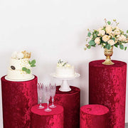 5 Crushed Velvet Cylinder Plinth Display Box Stand Covers