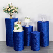 5 Crushed Velvet Cylinder Plinth Display Box Stand Covers